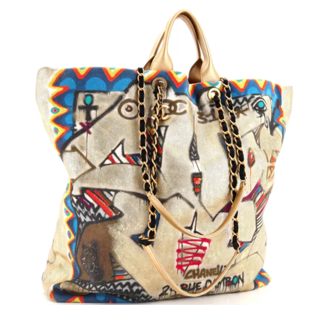Chanel Paris-New York Street Spirit Shopping Tote Graffiti Print Canvas Maxi