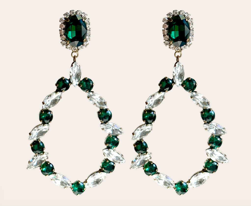 Kimono Dragon Emerald Crystal Chandelier Earrings