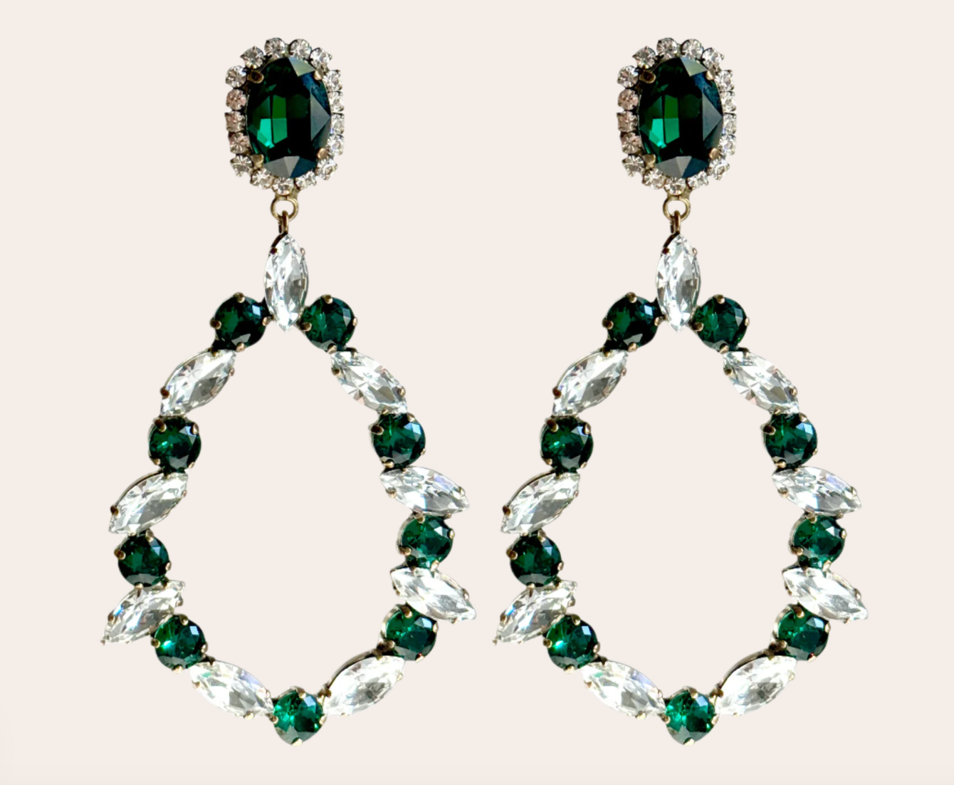 Kimono Dragon Emerald Crystal Chandelier Earrings