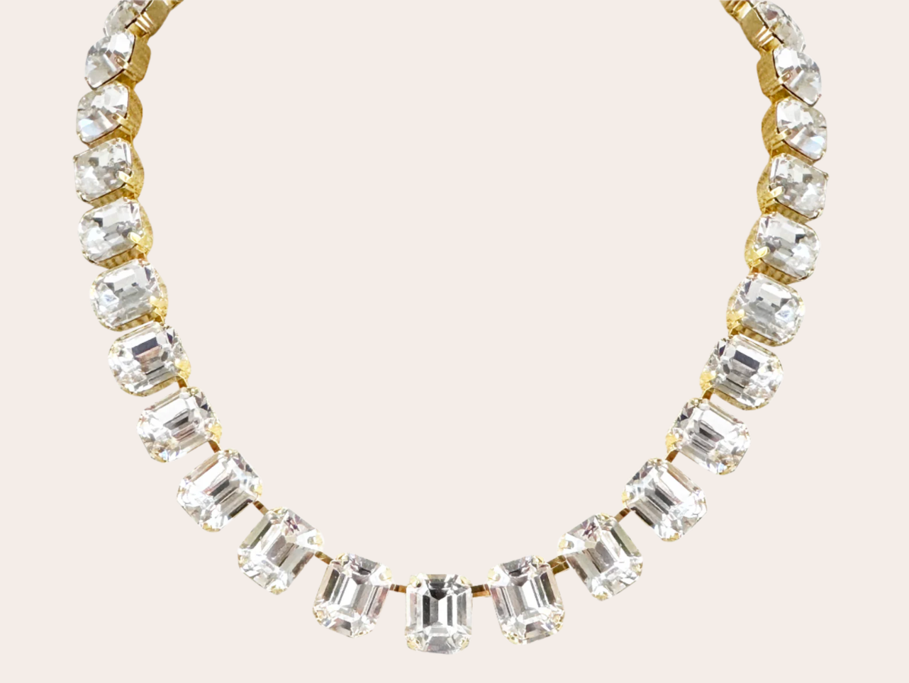 Kimono Dragon Emerald Cut Diamond Crystal Necklace