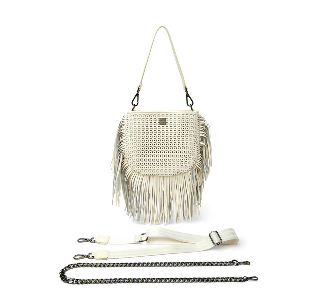 Think Royln Free Spirit Cream Perforated Leather and Fringe