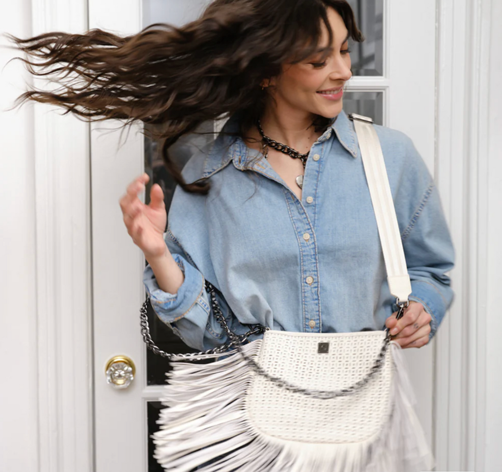 Think Royln Free Spirit Cream Perforated Leather and Fringe