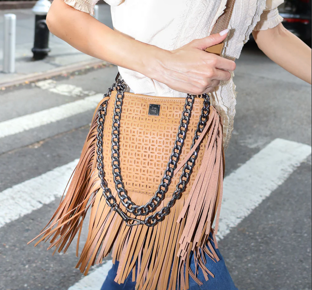 Think Royln Free Spirit Terracotta Perforated Leather Fringe