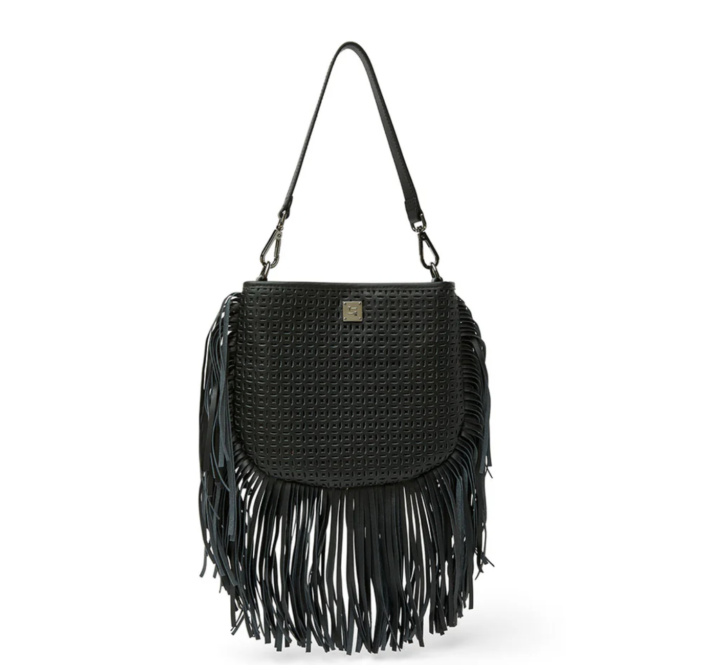 Think Royln Free Spirit Black Perforated Leather And Fringe