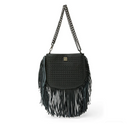 Think Royln Free Spirit Black Perforated Leather And Fringe