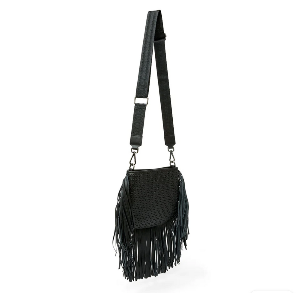Think Royln Free Spirit Black Perforated Leather And Fringe
