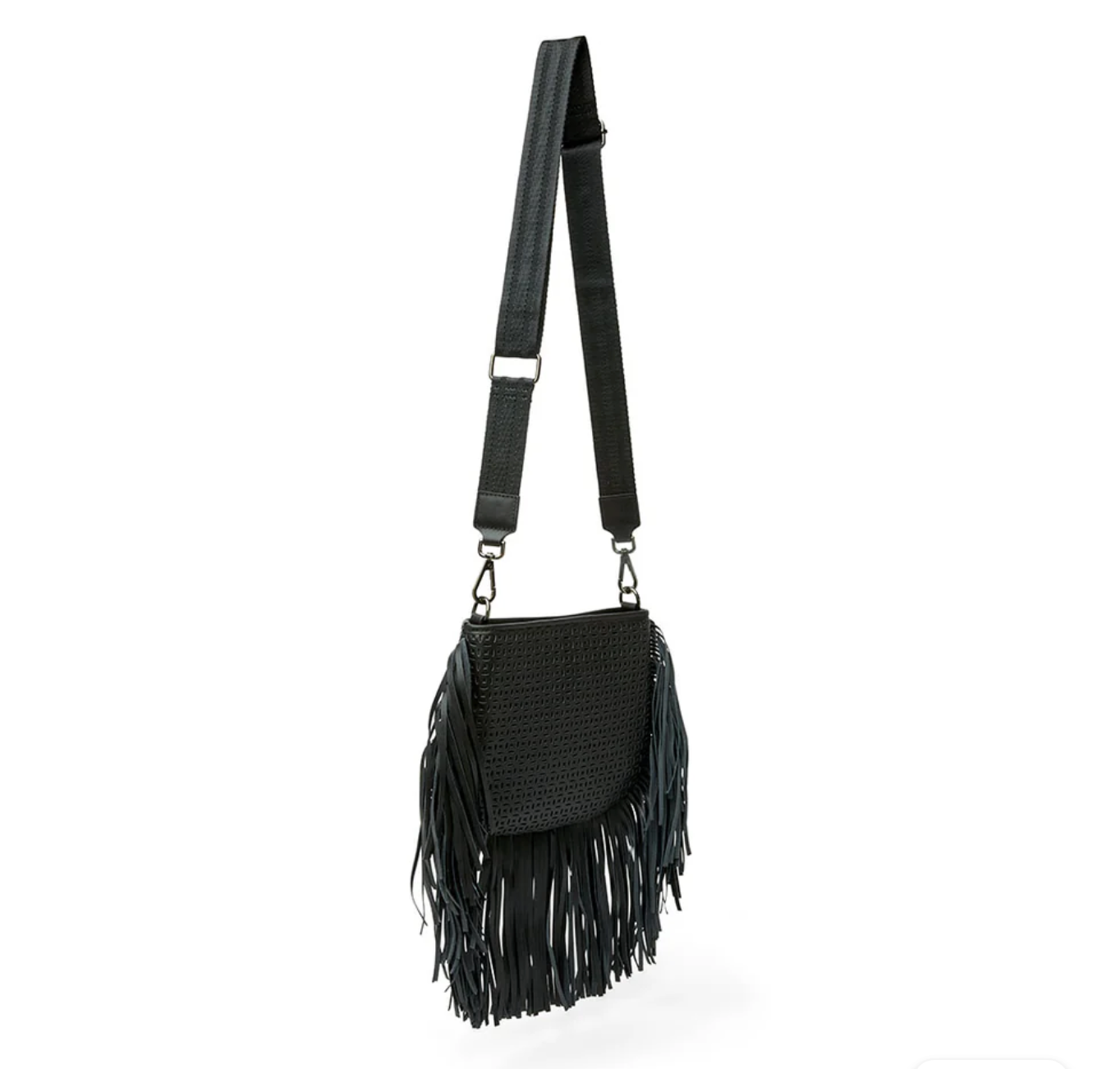Think Royln Free Spirit Black Perforated Leather And Fringe