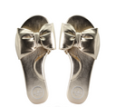 Solei Sea Rafie Bow Slide Sandal Gold