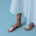 Solei Sea Valentina Flower Sandal Saddle White