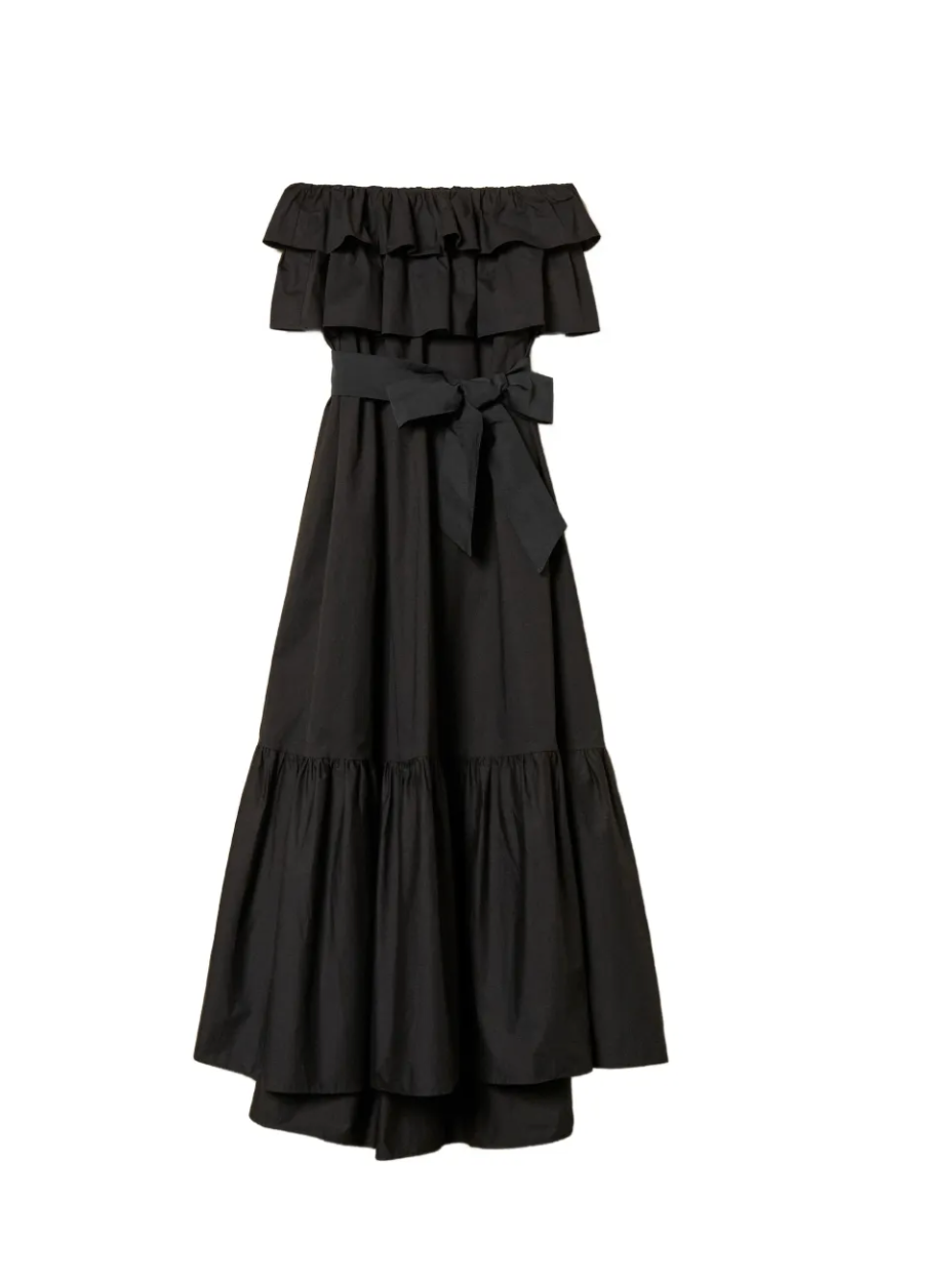 Twinset Ruffled Off-Shoulder Midi Dress