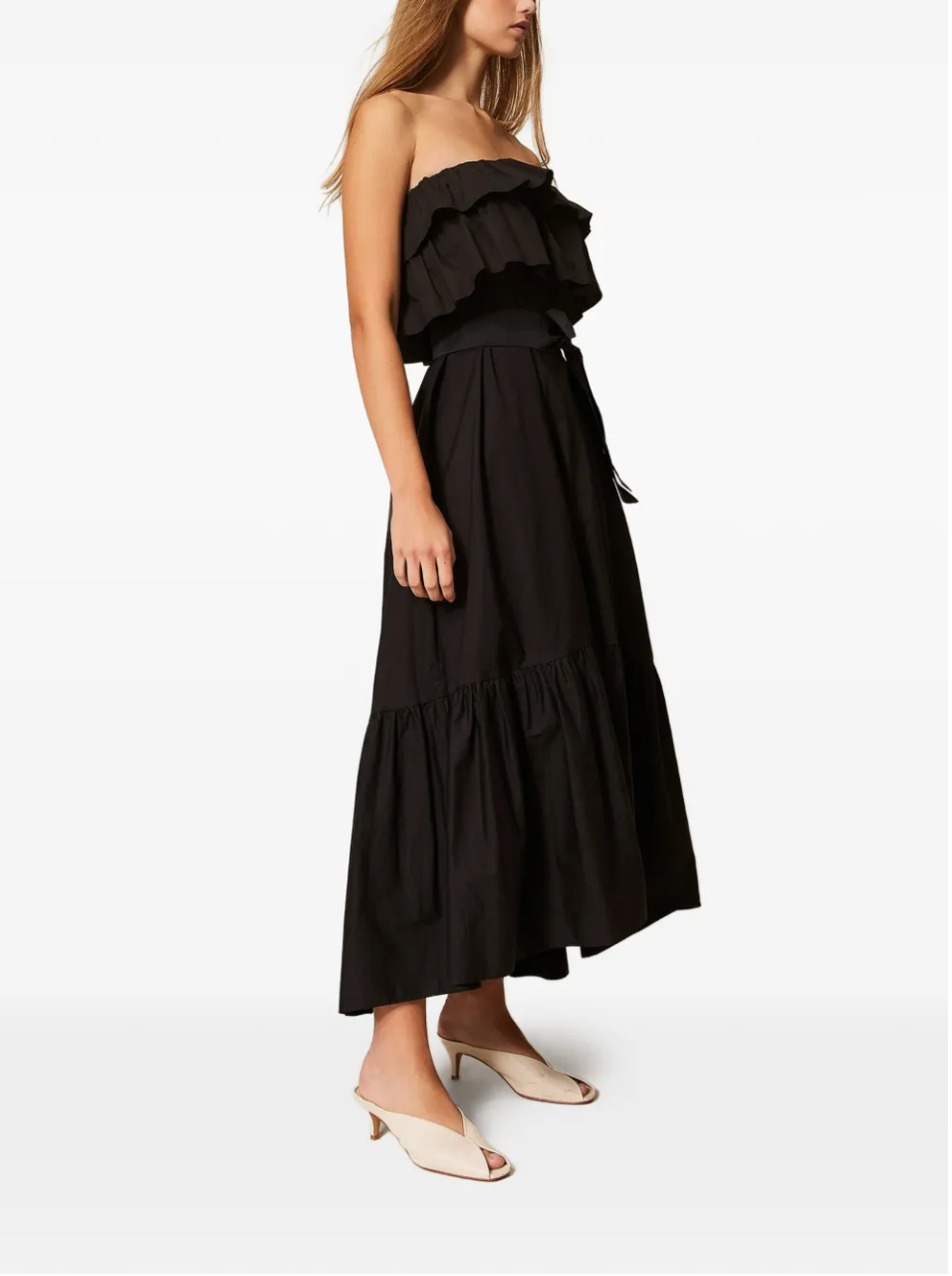 Twinset Ruffled Off-Shoulder Midi Dress