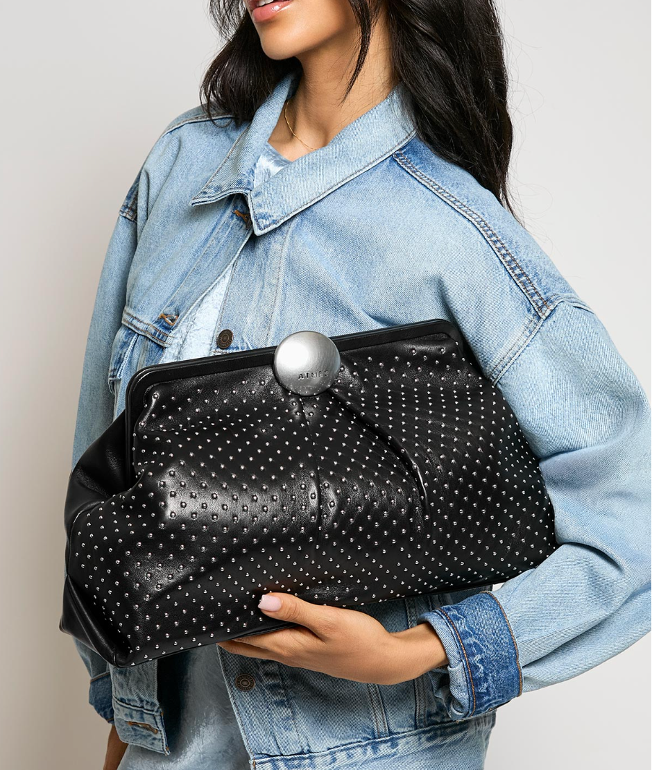 Aimee Kestenberg Microstuds Full Circle XL Clutch Black