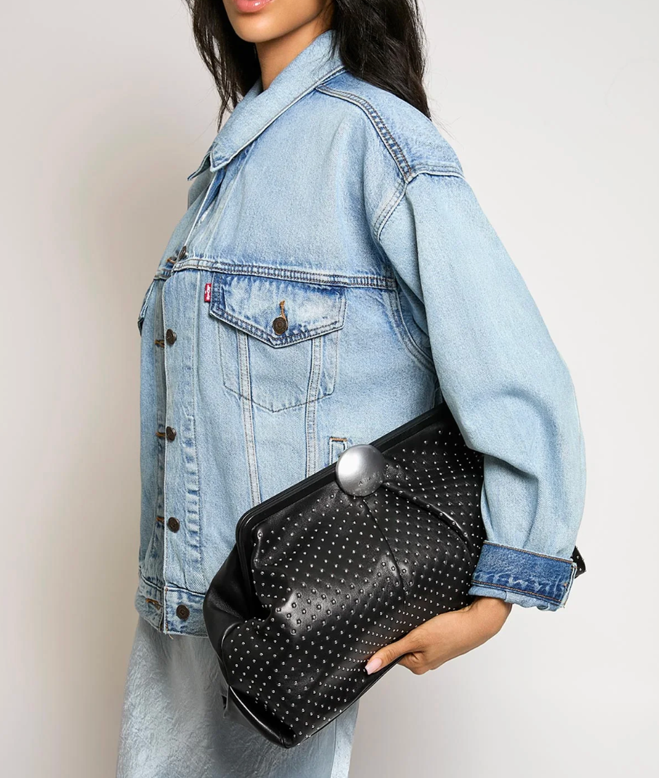 Aimee Kestenberg Microstuds Full Circle XL Clutch Black