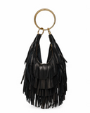 Walter Baker Freya Fringe Mini Hobo Black