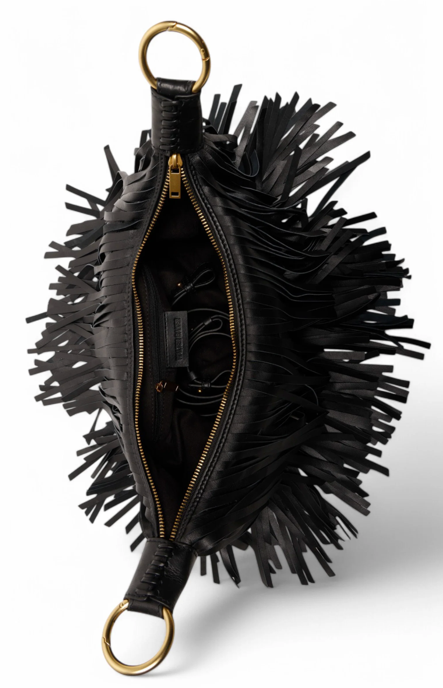 Walter Baker Freya Fringe Mini Hobo Black