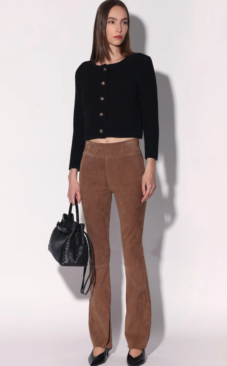 Walter Baker Lexie Pant Tobacco Stretch Suede Leather