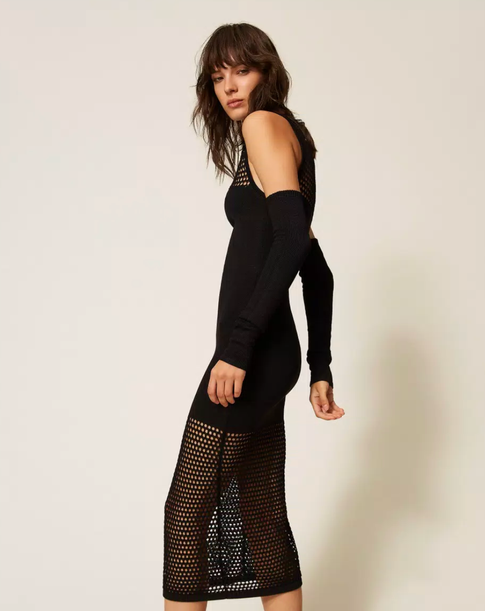 Twinset Long Mesh Knit Dress