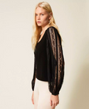 Twinset Jumper with Lace Sleeves