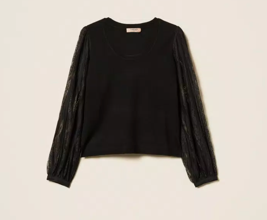 Twinset Jumper with Lace Sleeves