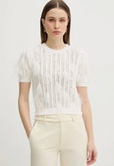 Twinset Knit Top with Feathers White