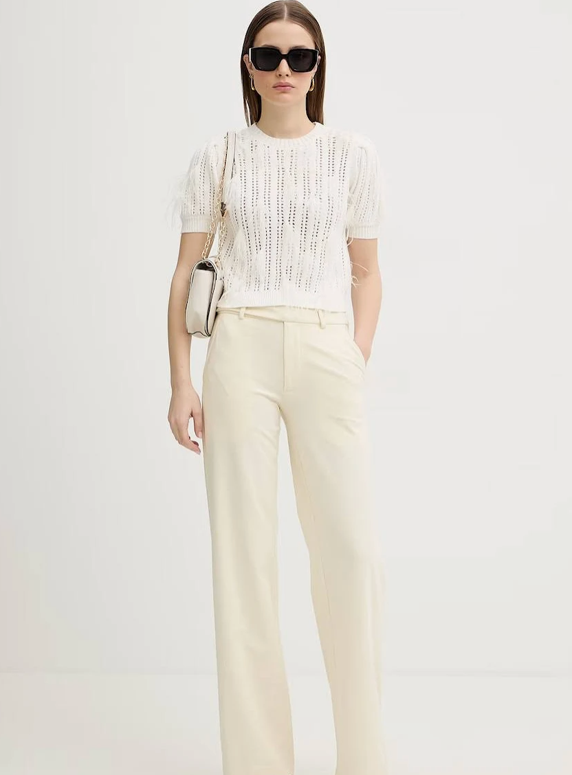 Twinset Knit Top with Feathers White