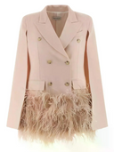 Federica Bonifaci Feather Double Breasted Blazer Pink