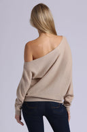 Minnie Rose Cashmere Off The Shoulder Top in Brown Sugar
