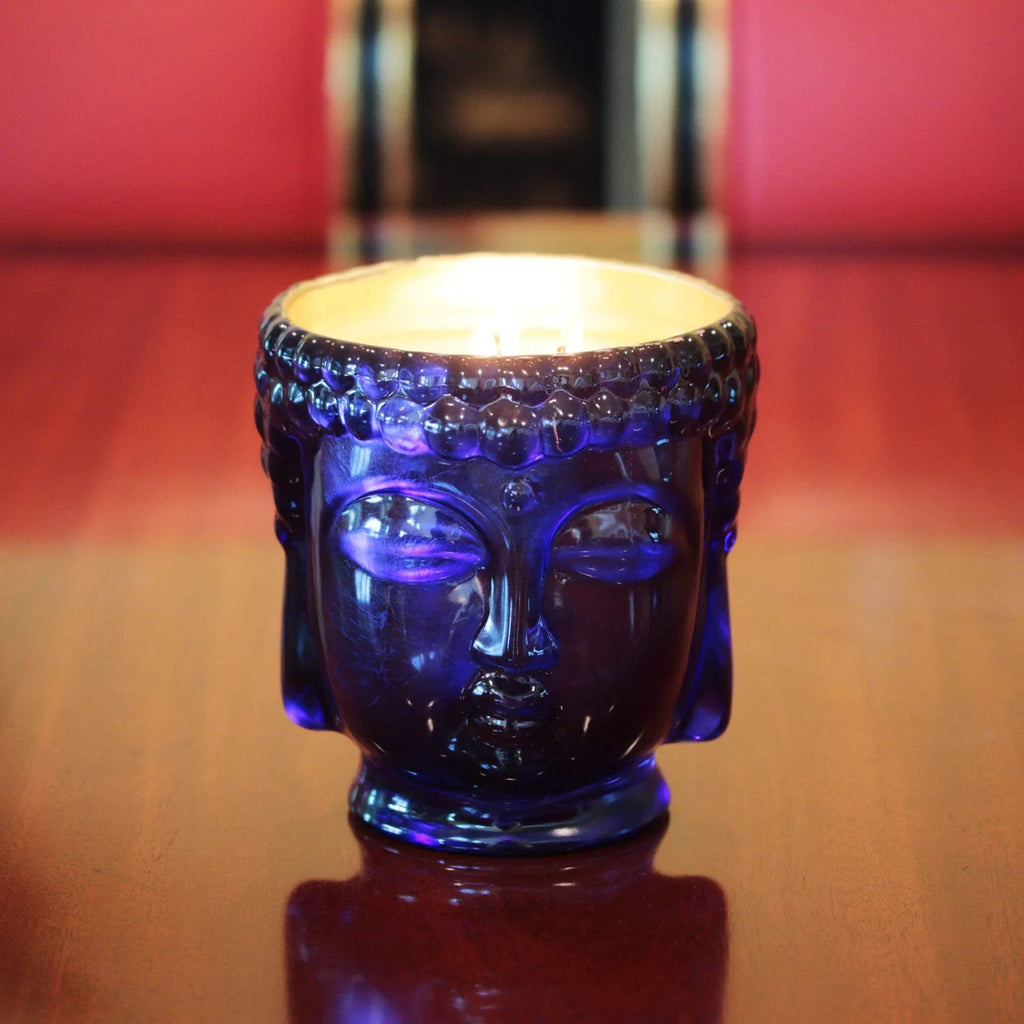 Thompson Ferrier Emerald Blue Glass Buddha Candle