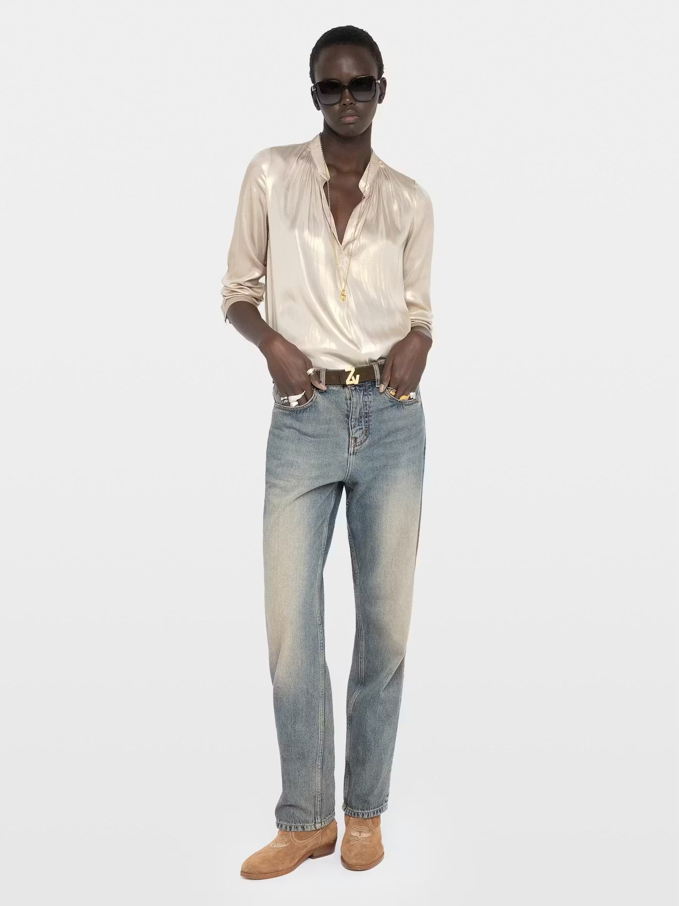 Zadig & Voltaire Tink Satin Blouse Gold