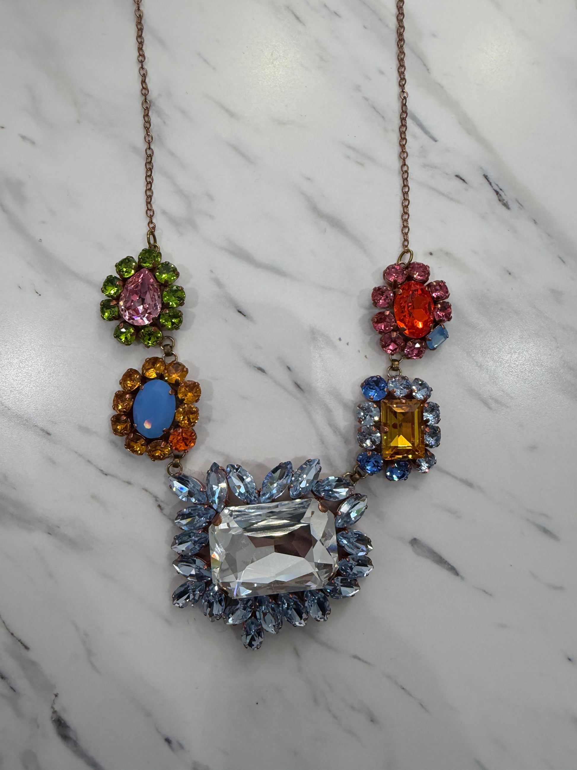 Alba Bijoux Multi Diamond Floral Necklace