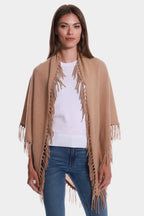 Minnie Rose Cashmere Fringe Shawl Camel