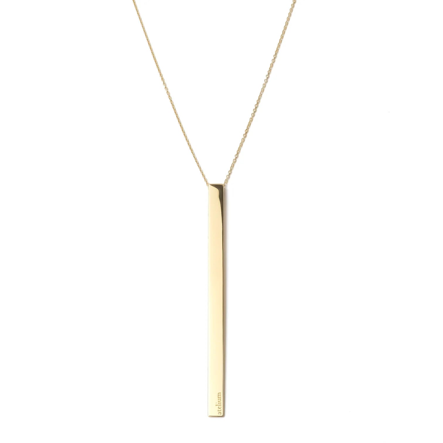 Atelium 18k Gold Long Bar Pendant Necklace