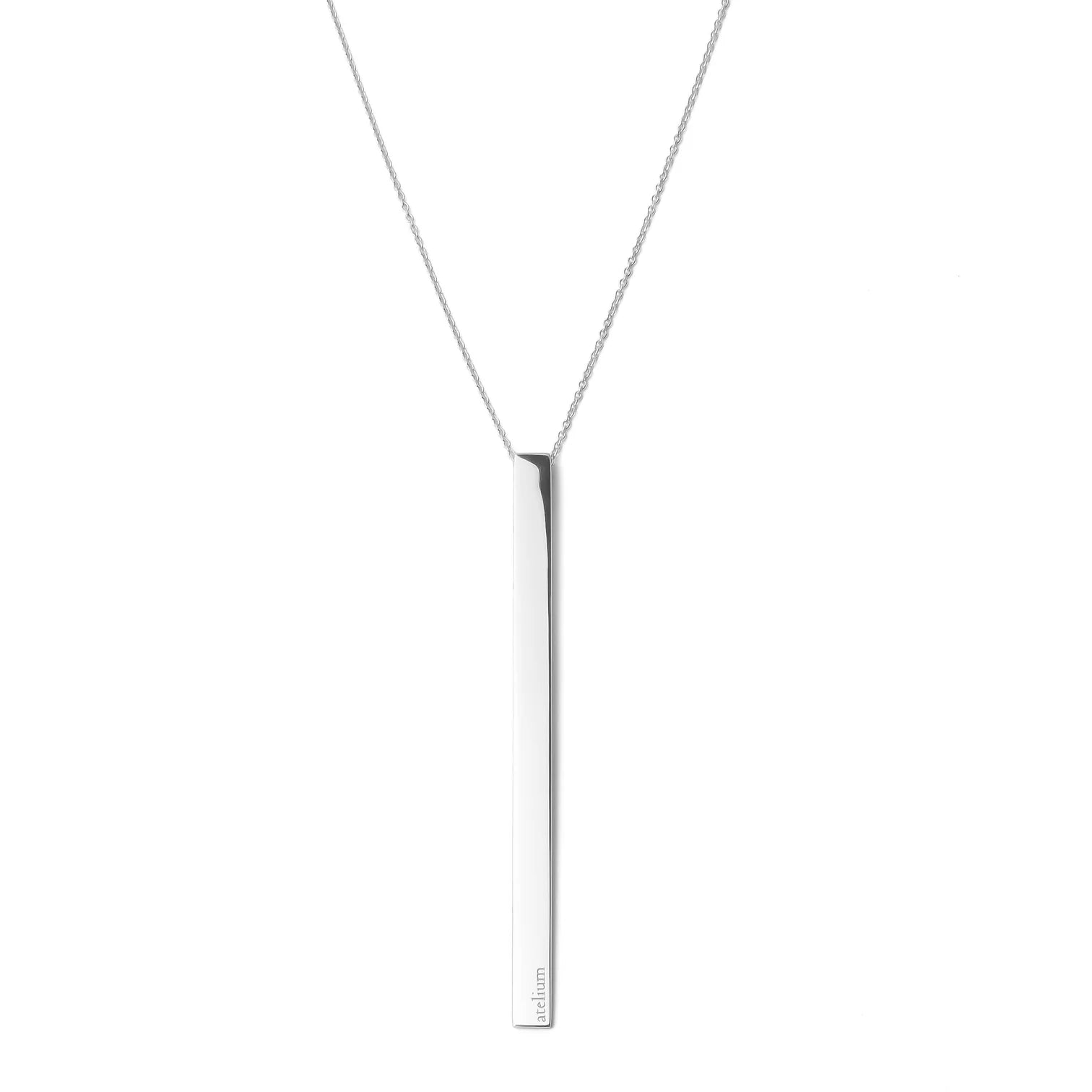 Atelium 925 Sterling Silver Long Bar Pendant Necklace