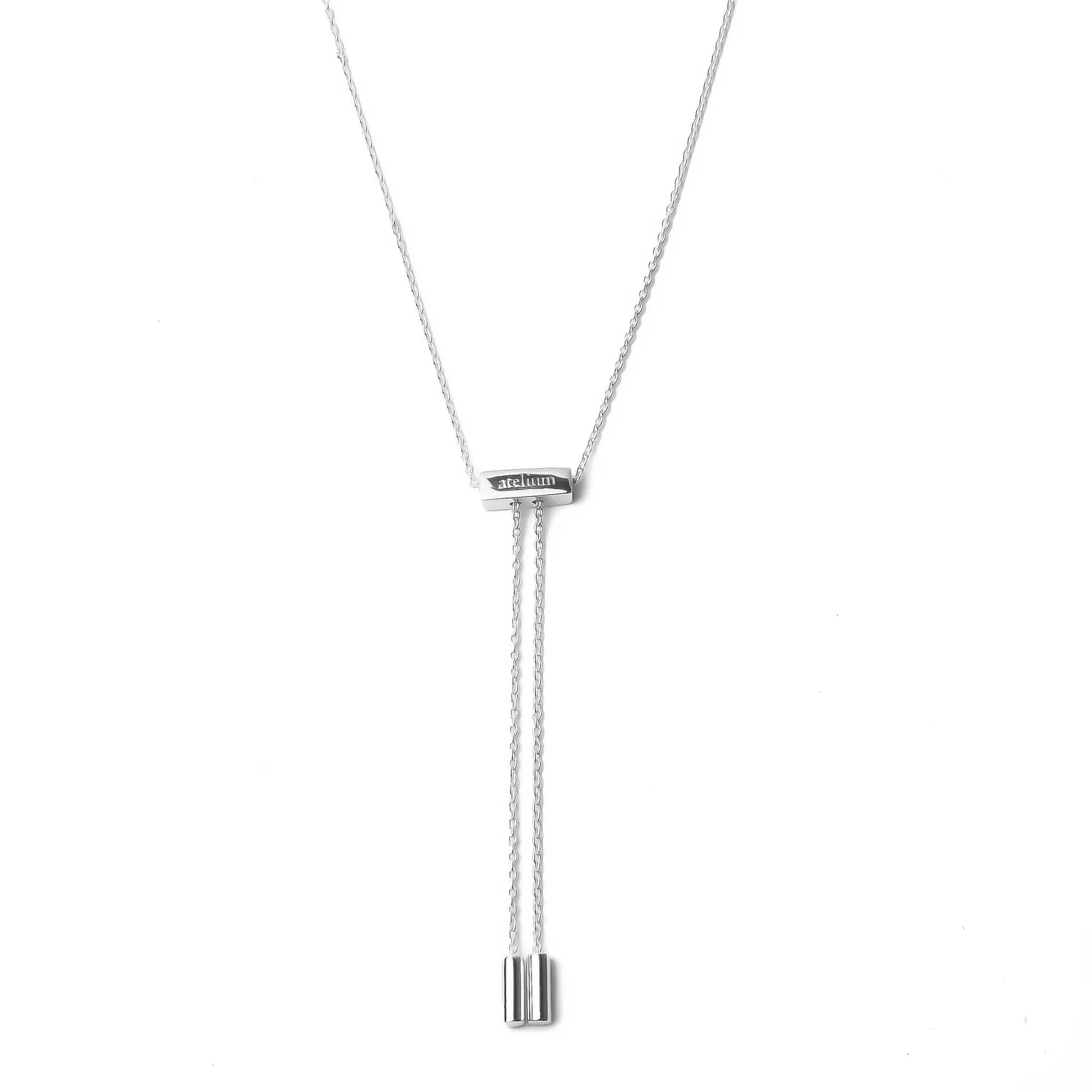Atelium 925 Sterling Silver Long Bar Pendant Necklace