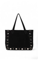 Walter Baker Flynn Studded Tote, Black Suede