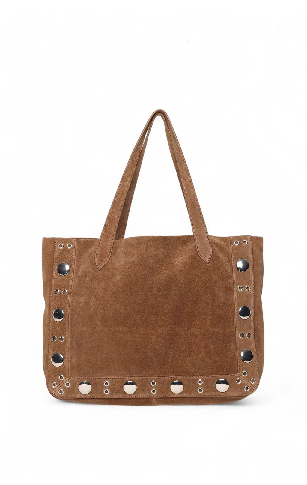 Walter Baker Flynn Studded Tote, Brown Suede Goat