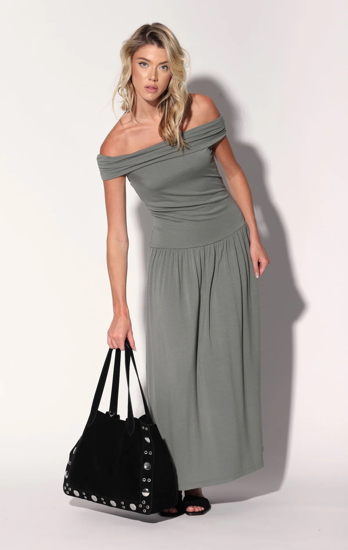 Walter Baker Flynn Studded Tote, Black Suede