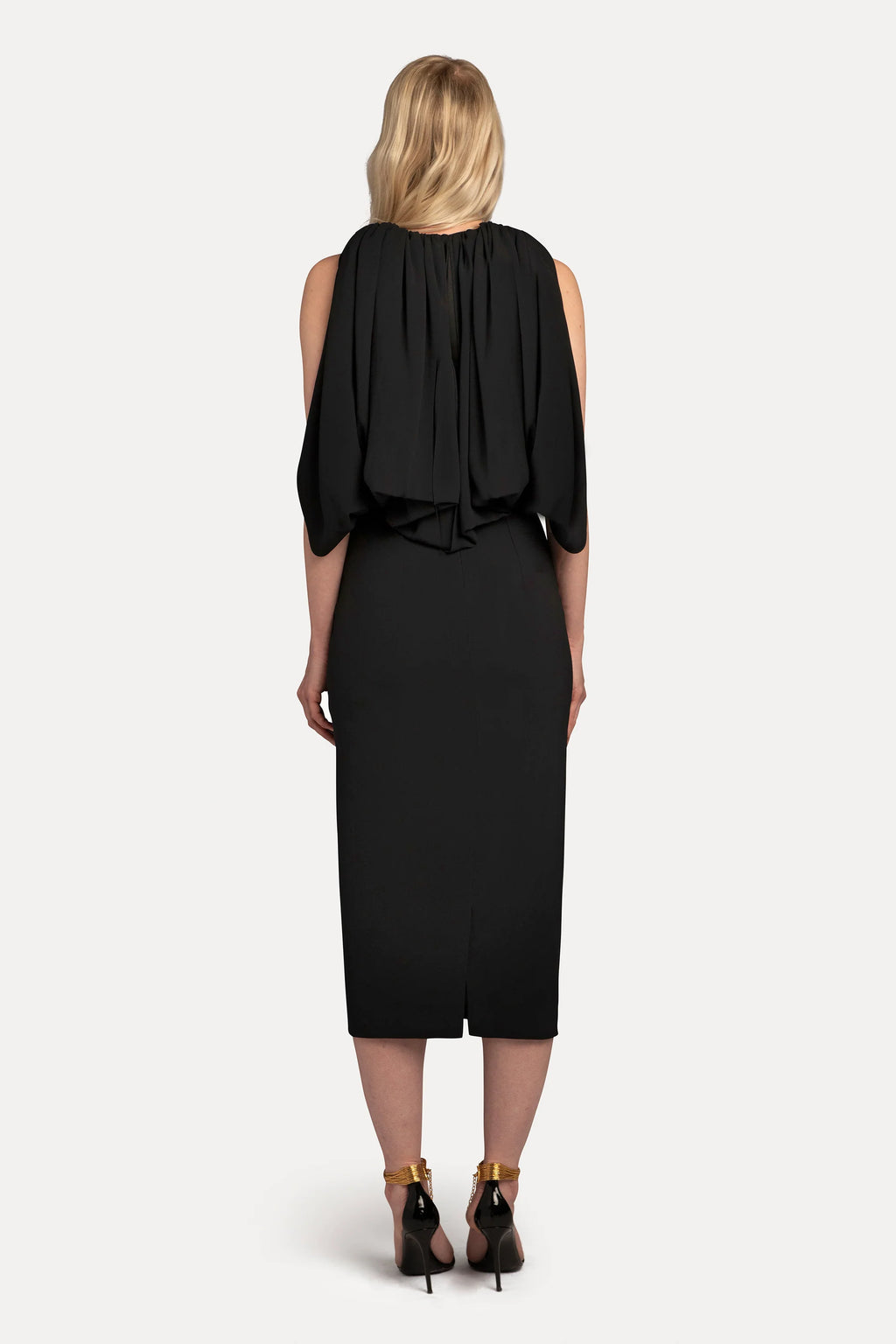 AISTE HONG PLUNGE NECK MIDI DRESS