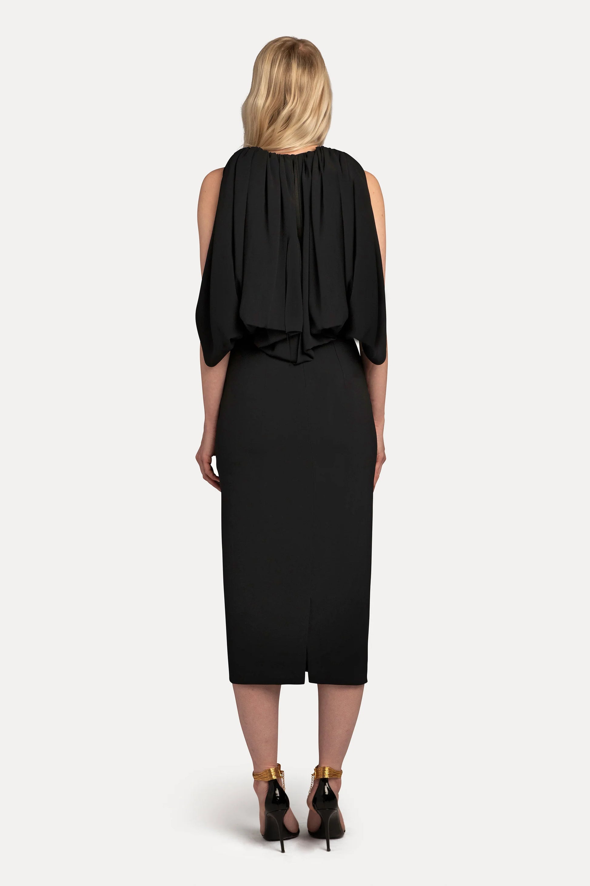 AISTE HONG PLUNGE NECK MIDI DRESS