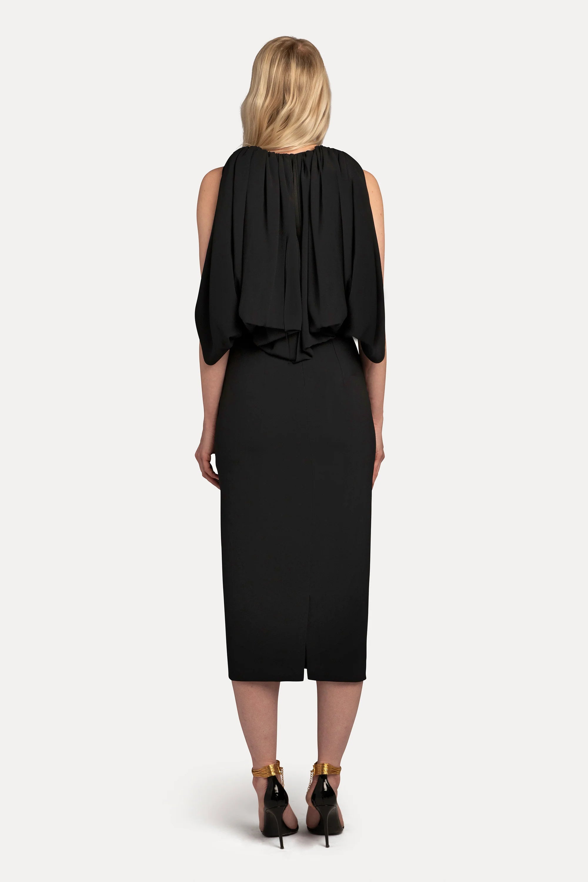 AISTE HONG PLUNGE NECK MIDI DRESS