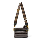Think Royln Small Downtown Crossbody in Dark Mocha Patent