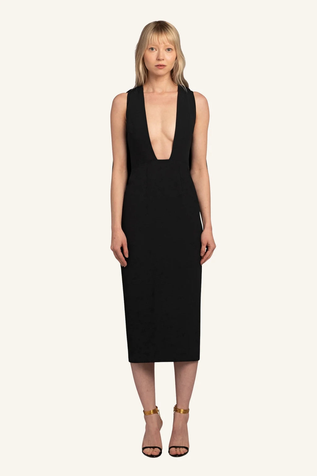 Aiste Hong Plunge Neck Midi Dress