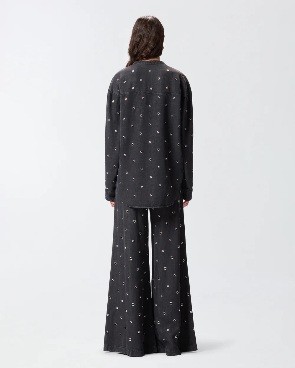 Pinko Dark Denim Blouse with Eyelets