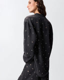 PINKO Dark Denim Blouse with Eyelets