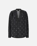 PINKO Dark Denim Blouse with Eyelets