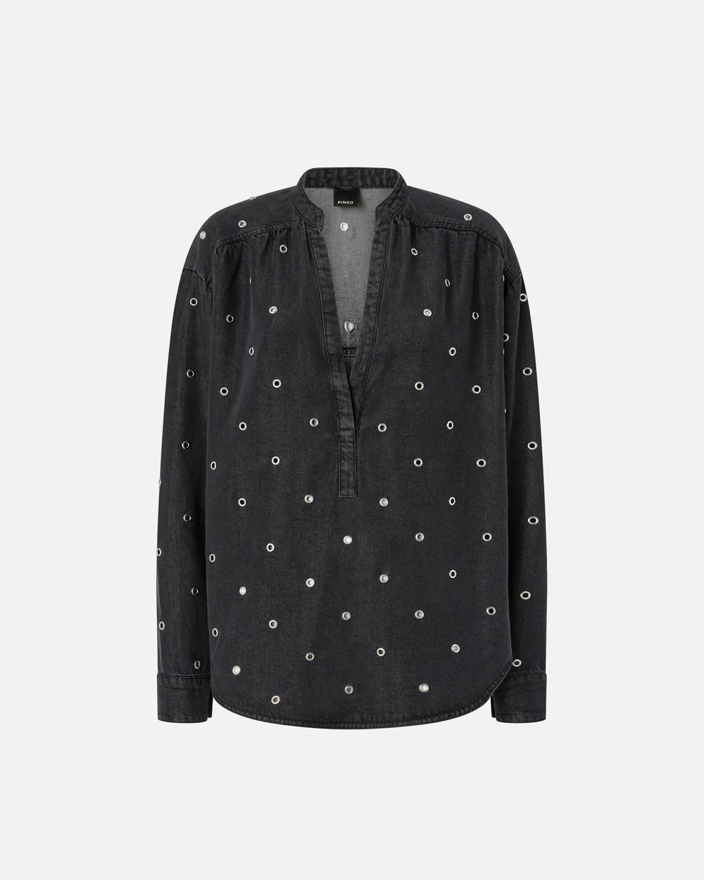 Pinko Dark Denim Blouse with Eyelets