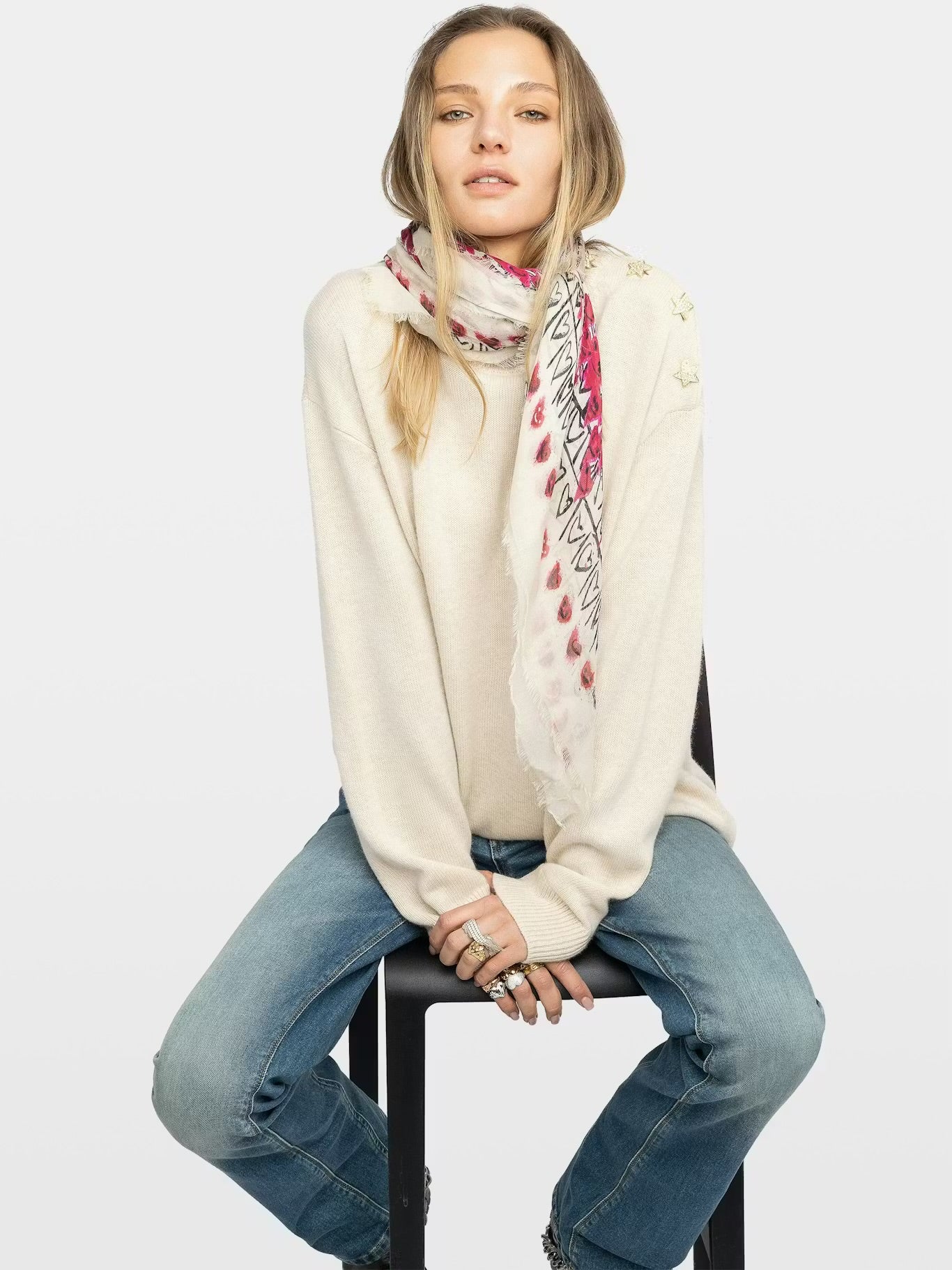 Zadig & Voltaire Kerry Hearts Scarf in FLASH