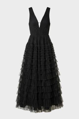 Twinset Ruffle V-Neck Dress Black