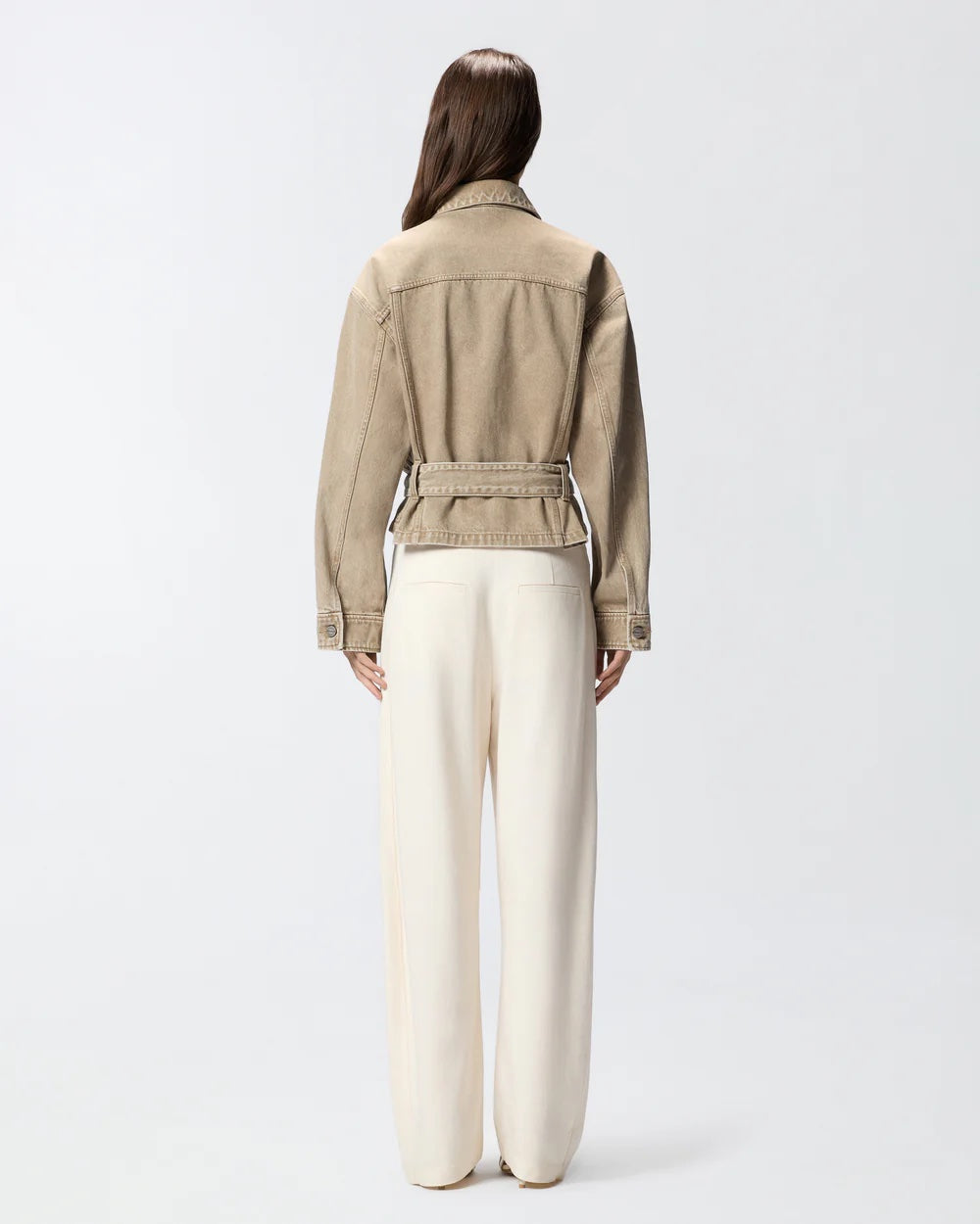 Pinko Brown Denim Jacket with Jewel Embroidery