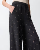 PINKO Wide-Leg Jeans in Dark Denim with Eyelets